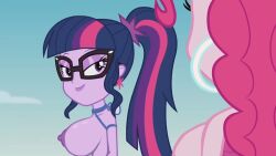 2girls accurate_art_style annon big_breasts bimbo breasts_bigger_than_body breasts_bigger_than_head breasts_bigger_than_torso equestria_girls female female_only friendship_is_magic glasses hasbro hoop_earrings hourglass_figure huge_breasts hyper_breasts large_breasts lips mild_tomboys multiple_girls my_little_pony naked naked_female nipples nude nude_female pinkie_pie_(eg) ponytail sci-twi straight_hair tagme tomboys