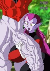 1boy 1girls big_ass big_balls big_breasts big_hips big_nipples big_penis big_testicles big_thighs cock_shock cocotte dragon_ball dragon_ball_super elf_ears grey_skin huge_ass huge_balls huge_breasts huge_butt huge_cock huge_hips huge_nipples huge_testicles huge_thighs imminent_oral imminent_sex jiren large_breasts large_penis long_hair looking_at_penis muscular_male pants_down penis_on_breast pink_hair surprised thick_ass thick_thighs tight_clothing veiny_penis von_fuk wide_eyed wide_hips yellow_eyes