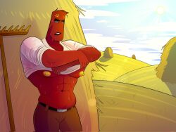 breasts countryhumans cuntboy cuntboy_only muscular pectorals red_body red_skin soviet_union_(countryhumans) treshik yellow_nipples