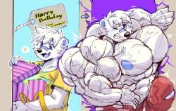 abs anthro bear big_muscles colored crimsonrabbit fur growth hi_res huge_muscles hyper hyper_muscles male mammal mars marshiro_(character) muscle_growth muscular sequence solo tagme transformation vein veiny_muscles white_body white_fur