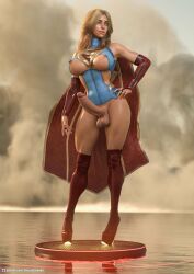 1futa 3d blonde_hair bottomless clothed clothing dc dc_comics futa_only futanari glowing_heels high_heel_boots high_heels human injustice_2 kara_danvers kara_zor-el light-skinned_futanari light_skin partially_clothed penis platform_heels revealing_clothes solo source_request supergirl superman_(series) thejaderabbit