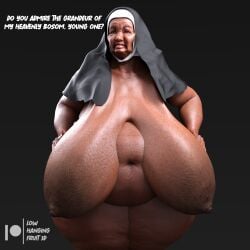 3d 3d_(artwork) areolae bbw belly belly_button big_ass big_belly big_breasts black_areola breasts cellulite chubby chubby_female dark-skinned_female dark_skin daz3d daz_3d daz_studio dialogue elderly_female female gilf granny huge_breasts jowls large_breasts legs looking_at_viewer lowhangingfruit3d_(artist) mature mature_female mature_woman navel nipples nun nun_outfit obese old_woman older_female overweight overweight_female pinup pov sagging_breasts saggy_breasts ssbbw thick_thighs thighs ugly_bitch ugly_female ugly_woman watermark wrinkled_skin wrinkles