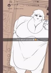 2d animated ass_expansion bbw belly big_arms big_ass big_breasts big_butt big_female big_legs breast_expansion chubby_female dewlap english_text fat female hyper_ass hyper_breasts instagram mirror mirror_selfie no_color obese obese_female phone photo pose punk punk_girl selfie short_shirt shorts ssbbw sweat tagme thighs tongue_out video waifudekai weight_gain white_background