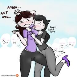 armpit_fetish armpit_licking being_watched blush crypticpenisman69 dubious_consent embarrassed embrace faceless_character high_heels hugging humping incest jaiden jaiden_animations jaidens_mom licking licking_armpit mother mother_and_daughter pushing_away soaked_pussy sweat sweaty_armpits wet_pussy youtube youtuber yuri