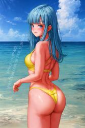 1girls ai_generated ass big_ass big_breasts big_butt bikini_top blue_eyes blue_hair dragon_ball dragon_ball_z female maron mature_female orange_hair short_hair space_o_space stable_diffusion