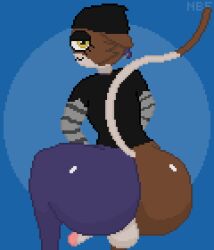 1futa :3 anthro ass balls beanie big_butt black_clothing blue_background bottomless calico_cat clothed clothing crouching digital_media_(artwork) domestic_cat epic_games felid feline felis fortnite fur futa_only futanari genitals hat headgear headwear looking_at_viewer low_res lowres mammal meow_skulls_(fortnite) mottled multicolored_body multicolored_fur notbraveenough panties partially_clothed penis piebald pixel_art presenting presenting_hindquarters simple_background solo tail underwear yellow_eyes