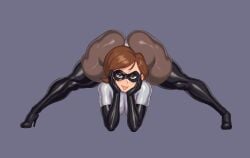 alternate_costume ass brown_eyes brown_hair cartoon_moms_(rizdraws) disney elastigirl elastigirl_(the_incredibles_2_supersuit) elbow_gloves female female_focus female_only gloves hanging_breasts helen_parr huge_breasts jack-o_pose latex latex_armwear latex_gloves latex_thighhighs looking_at_viewer pixar rizdraws source_request the_incredibles the_incredibles_2 thick_thighs thighhighs thighs year_request