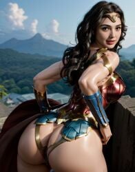 1girls ai_generated armor ass big_ass brown_hair brunette curvaceous dat_ass dc dc_comics dc_extended_universe dceu diana_prince female female_only fit_female gal_gadot mountain partially_clothed pawg plump_ass princess royalty skimpy_armor slim solo solo_female stable_diffusion superhero superheroine thick_ass wet wonder_woman wonder_woman_(dceu) wonder_woman_(series)