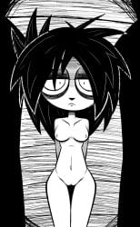 black_and_white black_hair goth i_can't_sleep naked nia_(i_can't_sleep)