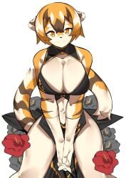 1girls amber_eyes anthro arknights big_breasts breasts female mx99926 solo solo_female thick_thighs tiger tiger_girl waai_fu_(arknights) wide_hips