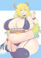 1girls 2023 absurd_res bbw belly breasts chubby chubby_female closed_eyes cowbell eyes_closed female female_focus garter_straps hips horns huge_breasts long_hair lucoa milk miss_kobayashi's_dragon_maid napolitane nipple_bulge plump quetzalcoatl_(dragon_maid) sideboob solo solo_female solo_focus thick_thighs thighhighs thighs two_tone_hair voluptuous wide_hips