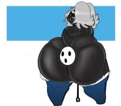 1girls 2021 anthro ass ass_focus big_ass bikini bikini_bottom black_body bottom_heavy chain_chomp dat_ass dongwongtang fat_ass female gijinka grey_hair huge_ass humanized lady_(dongwongtang) large_ass leash leash_and_collar looking_back mario_(series) oc original original_character rear_view short_hair shortstack solo solo_focus tail thick_thighs twintails white_background wide_hips