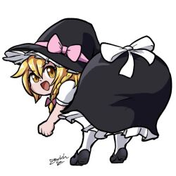 1girls alternate_version_available big_butt blonde_hair butt clothed_female fat_ass funny hat huge_butt large_butt light-skinned_female marisa_kirisame meme shoes shortstack showing_off socks touhou watermark white_background yellow_eyes zedrin