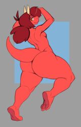 anthro big_ass bubble_butt cherry_(reddrago) dragon girl huge_ass red_body reddrago tagme