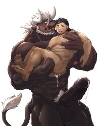 abs adopted_(lore) adopted_son_(lore) after_kiss after_sex afterglow age_difference anthro anthro_dominating_human balls bara beard big_balls big_dom_small_sub big_muscles big_nipples big_pecs big_penis black_hair blush bodily_fluids bovid bovine bridal_carry brown_body brown_fur carrying cattle closed_eyes cum cum_in_ass cum_inside daddy dilf dominant dominant_anthro dominant_male drooling ejaculation erection facial_hair facial_piercing father_(lore) father_and_child_(lore) father_and_son_(lore) fur genital_fluids genitals group hair hi_res holding_partner horn human human_on_anthro humanoid_genitalia humanoid_penis interspecies larger_anthro larger_male looking_pleasured male male/male mammal muscular muscular_anthro muscular_male nipples nose_piercing nude older_anthro older_dom_younger_sub older_male open_mouth orgasm_face parent_(lore) parent_and_child_(lore) parent_and_son_(lore) pecs penis piercing saliva saliva_string semi_incest size_difference smaller_human smaller_male son_(lore) submissive submissive_human submissive_male sweat technical_incest uken_l white_hair younger_human younger_male