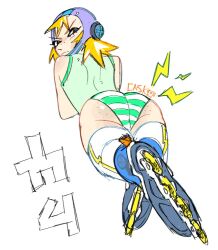 1girls ass back blonde_hair dream_casko gum_(jsr) helmet jet_set_radio panties thick_thighs thighhighs thighs