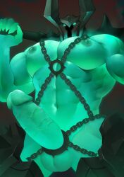 1boy 1male abs balls bara biceps big_penis daddy dilf erection gay green_body green_skin hi_res highres league_of_legends male male_focus male_only mordekaiser muscular muscular_male nude penis riot_games saury solo solo_male vein veiny_penis