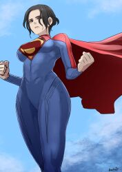 1girls actress athletic athletic_female black_hair blue_clothing bodysuit breasts butcha-u cape celebrity clenched_fist clenching_fist clothed clothed_female clothing clouds dc dc_comics dc_extended_universe dceu female female_only flying front_view fully_clothed hair hero_costume hips human human_only in_sky kara_danvers kara_zor-el kryptonian latina light-skinned_female light_skin looking_at_viewer medium_breasts muscular muscular_female outside red_cape sasha_calle short_hair solo solo_female straight_hair supergirl supergirl_(dceu) supergirl_(sasha_calle) supergirl_(series) superhero_costume superheroine superman_(series) the_flash_(2023) the_flash_(series) thick_thighs thighs tight_clothing toned toned_female