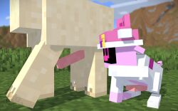 3d 3d_(artwork) balls camelid digital_media_(artwork) duo erection feral fur genitals hi_res lagomorph leporid llama llama_(minecraft) male male/male mammal microsoft mine-imator minecraft mojang nyawoolu penis rabbit rabbit_(minecraft) xbox_game_studios