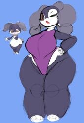 artesjsc big_breasts breasts clothed female indeedee mommy one-piece_swimsuit one_eye_closed pokemon pokemon_(species) smug thick_thighs wide_hips wink