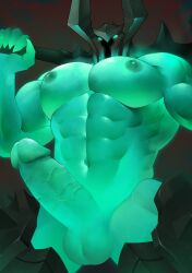 1boy 1male abs balls bara biceps big_penis daddy dilf erection gay green_body green_skin hi_res highres league_of_legends male male_focus male_only mordekaiser muscular muscular_male nude penis riot_games saury solo solo_male vein veiny_penis