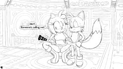 absurd_res amy_rose bodily_fluids bottomless clothed clothing comic erection excito exposed_torso female footwear genital_fluids genitals handjob handwear hi_res male netorare ntr partially_clothed penile penis pussy pussy_juice sega sex sonic_(series) sonic_the_hedgehog_(series) speech_bubble sweat sweatdrop tails text twinkle_park