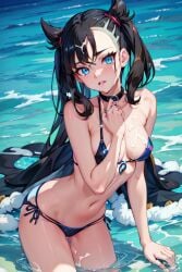 1girls ai ai_generated bikini covered expressive eyes female female_only fingers horny looking_at_viewer marnie_(pokemon) pokemon sex solo