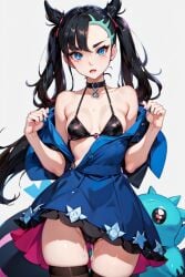 1girls ai ai_generated bikini covered expressive eyes female female_only fingers horny looking_at_viewer marnie_(pokemon) pokemon sex solo