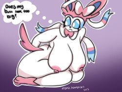 anthro areola ass belly big_belly big_breasts big_butt breasts eeveelution female generation_6_pokemon hi_res mana_hannah nintendo nipples pink_areola pink_nipples pokemon pokemon_(species) solo sylveon