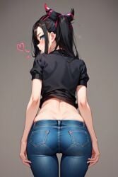 1girls ai ai_generated blushing butt clothes embarrassed expressive eyes female female_only marnie_(pokemon) pants pokemon pulling seductive sex shy smile smirk smirking smug solo tight young