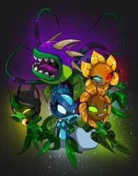 chomper_(pvz) edit female multiple_girls nude_female peashooter_(pvz) plants_vs_zombies pussy small_breasts solar_flare_(pvz) sunflower_(pvz)