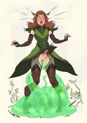 1boy 1femboy anal anal_sex anus arm_sleeves between_legs blush boots bottomless brown_hair clothed clothed_sex clothing critical_role critical_role:_vox_machina druid dungeons_and_dragons elf elf_ears femboy feminine_male fingerless_gloves freckles genderswap_(ftm) green_eyes horn horns humanoid humanoid_penis interspecies keyleth light-skinned_male light_skin long_hair male male_only monster mostly_clothed open_mouth pale_skin penis pointy_ears rape ripped_clothing ripushko rule_63 shocked shocked_expression slime slime_monster slime_tentacle standing surprise_anal surprise_sex surprised tentacle the_legend_of_vox_machina thighhighs torn_clothes trap under_dress under_skirt wide_eyed