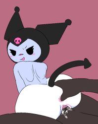 1boy 1boy1girl 2023 background black_hood blush dark-skinned_male female finger_in_ass grabbing grabbing_ass kuromi looking_at_viewer male naked naked_female naked_male onegai_my_melody open_mouth penis penis_in_pussy pink_nose sanrio savagensfw sex spade_tail tagme tail