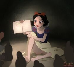 7boys accidental_exposure barefoot casual_nudity disney disney_princess feet female female_focus female_only movie pussy sequestro sitting sitting_down skirt snow_white_(disney) snow_white_and_the_seven_dwarfs soles toes wholesome