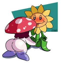 2girls big_ass big_butt blushing fungy multiple_girls mushroom_girl night_cap_(pvz:bfn) plants_vs_zombies plants_vs_zombies:_battle_for_neighborville pussy skyline_comet sunflower_(pvz)