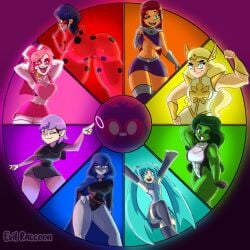 1:1_aspect_ratio 6+girls 8girls abs adora amity_blight anime areola areola_slip areolae armpits artist_name ass belt big_ass big_breasts blonde_hair blue_eyes blue_hair bodysuit braless cameltoe cartoon_network cloak color_wheel_challenge colored crossover dat_ass dc dc_comics disney disney_channel disney_xd dreamworks evil_raccoon female female_only flexing_bicep gold_eyes green_eyes grey_body grey_skin hands_behind_head hatsune_miku hulk_(series) ladybug_(character) large_ass leotard long_hair long_taglist marinette_cheng marinette_dupain-cheng marvel marvel_comics mattel meme miniskirt miraculous_ladybug miss_heed_(villainous) multiple_girls muscles muscular muscular_arms muscular_female muscular_legs navel netflix nipple nipple_bulge one_arm_up one_eye_closed orange_body orange_hair orange_skin pigtails pink_body pink_eyes pink_hair pink_skin pointy_ears purple_hair raven_(dc) red_hair school_uniform seductive she-hulk she-ra she-ra_and_the_princesses_of_power short_hair showing_off skirt smile smiling smiling_at_viewer starfire straight_hair superheroine teen_titans the_owl_house thick_ass thick_thighs thighs too_many_tags twintails twitter underboob villainous vocaloid warner_brothers watermark white_skin wink