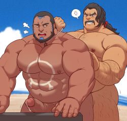 abs anal anal_sex arm_hair balls bara beach big_pecs black_hair breath chest_hair daddy dilf doggy_style erection gay hairy_male human human_on_human human_penetrating_human leg_hair male male/male male_only male_penetrating_male matt_(pokemon) moustache mr._saguaro muscular muscular_human muscular_male necklace nipples nude pecs penetration penis penis_in_ass pokemon pokemon_rse pokemon_sv ponytail precum sand sex team_aqua topi5356 water yaoi