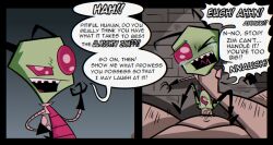 alien alien_anatomy choking crying culturedlunatic dialogue gay instant_loss_2koma interspecies invader_zim irken pov rape ripped_clothing size_difference struggling tears tentacle_penis zim