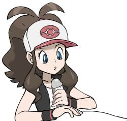 1boy 1girls animated female_focus handjob hat hilda_(pokemon) pokemon pokemon_bw w.t.dinner