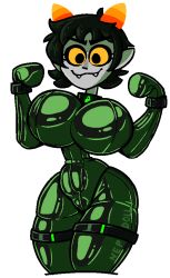 homestuck huge_breasts latex latex_suit latexspur ms_paint_adventures nepeta_leijon rubber rubber_suit short_hair small_waist smile thick_thighs troll