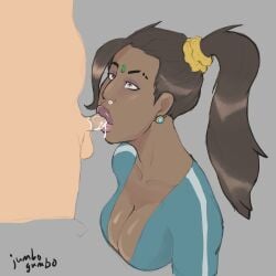 apex_legends big_nose cum cum_in_mouth dark-skinned_female fellatio indian jumbogumbo rampart_(apex_legends) thick_lips