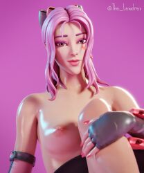 1girls 3d alternate_version_available areolae armwear blender bowtie breasts close-up epic_games face_tattoo female female_focus female_only fingerless_gloves fortnite freckles freckles_on_face gloves half-dressed half_naked handwear highres lewdrex light-skinned_female light_skin looking_at_viewer lovely_(fortnite) medium_hair nipples oil oiled oiled_skin oily on_floor pink_hair presenting presenting_breasts shiny shiny_skin simple_background sitting small_breasts solo solo_focus tattoo topless watermark