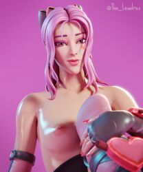 1girls 3d alternate_version_available areolae armwear blender bowtie breasts close-up epic_games face_tattoo female female_focus female_only fingerless_gloves fortnite freckles freckles_on_face gloves half-dressed half_naked handwear highres lewdrex light-skinned_female light_skin looking_at_viewer lovely_(fortnite) medium_hair nipples oil oiled oiled_skin oily on_floor pink_hair presenting presenting_breasts shiny shiny_skin simple_background sitting small_breasts solo solo_focus tattoo topless watermark