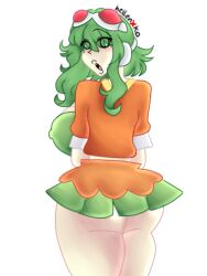 1girls artist_self-insert artist_signature ass breasts butt diva female green green_eyes green_hair gumi huge_ass huge_breasts megpoid megpoid_gumi orange red_glasses self_upload sideboob vocaloid