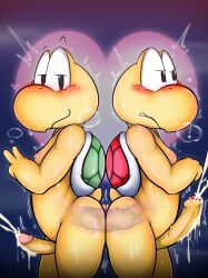 2boys absurd_res bodily_fluids cum dildo double_dildo duo gay gay_sex genital_fluids hi_res koopa koopa_troopa male male/male male_only mario_(series) nintendo scalie sex_toy yamausagi0619