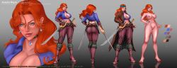 1girls aneyka_hayes big_breasts blizzard_entertainment blue_eyes character_sheet human human_(world_of_warcraft) light-skinned_female light_skin nipple_piercing original_character red_hair warcraft world_of_warcraft