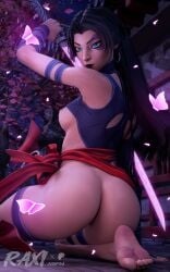 3d ass ass belt big_ass big_butt black_hair blender_(software) blue_eyes breasts breasts breasts earrings feet katana marvel marvel_rivals naked naked_female night nipples nude nude_female psylocke psylocke_(marvel_rivals) raxinsfw soles soles_female