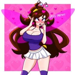 ahe_gao ahe_gao ahoge big_breasts brown_hair finger_in_mouth heart-shaped_pupils hearts_around_head looking_pleasured moaning susiehatter voluptuous_female