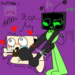 2025 bad_anatomy bad_art dandy's_world drolling heart horrible_feet hypnotic_eyes meme_in_the_background rule_63 sex shelly_(dandy's_world) text ts_so_buns vee_(dandy's_world)