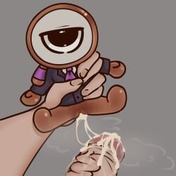 cum cum_inside dandy's_world holding_plushie plushie plushophilia roblox_game rodger_(dandy's_world) veiny_penis